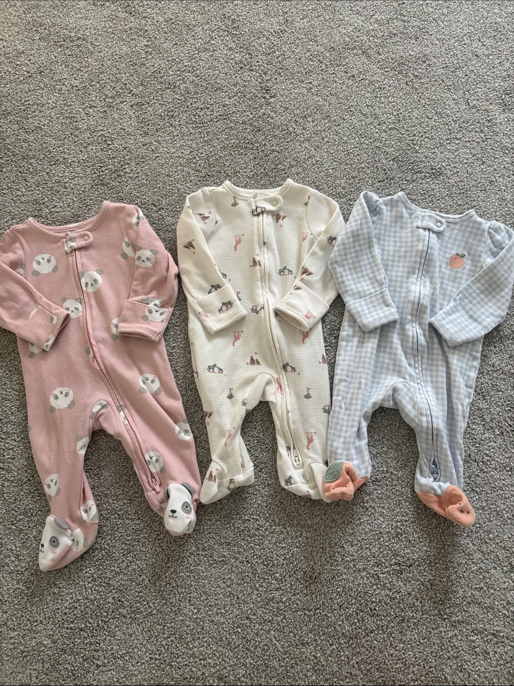 Carter's Baby Girl Cotton Footed One-Piece Sleepers - 3 months